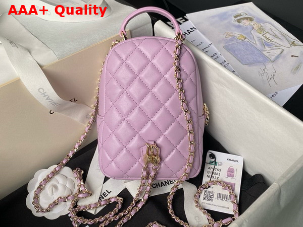 Chanel Classic Mini Backpack in Light Pink Lambskin Gold Tone Metal AP3753 Replica