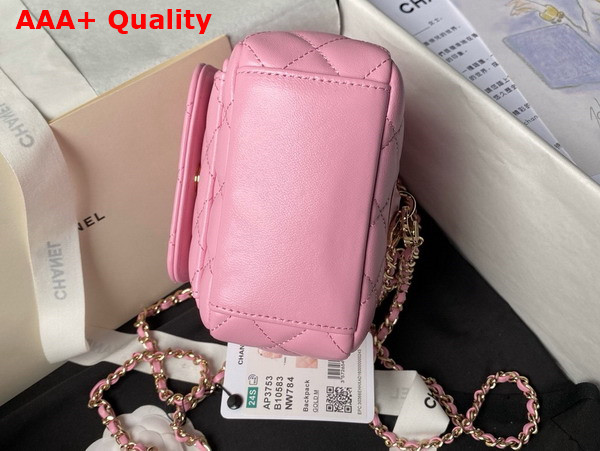 Chanel Classic Mini Backpack in Pink Lambskin Gold Tone Metal AP3753 Replica