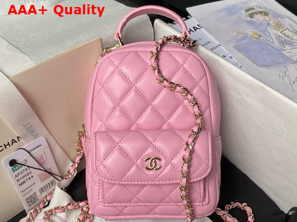 Chanel Classic Mini Backpack in Pink Lambskin Gold Tone Metal AP3753 Replica