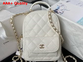 Chanel Classic Mini Backpack in White Grained Shiny Calfskin Gold Tone Metal AP3753 Replica