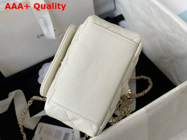 Chanel Classic Mini Backpack in White Grained Shiny Calfskin Gold Tone Metal AP3753 Replica