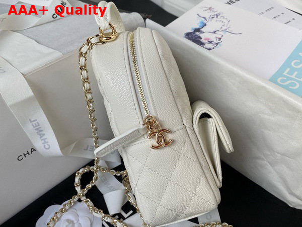 Chanel Classic Mini Backpack in White Grained Shiny Calfskin Gold Tone Metal AP3753 Replica