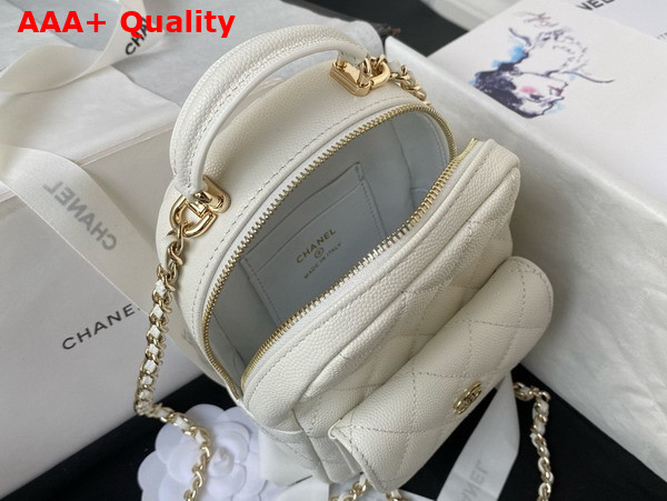 Chanel Classic Mini Backpack in White Grained Shiny Calfskin Gold Tone Metal AP3753 Replica