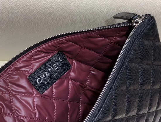 Chanel Classic Pouch in Black Grained Calfskin A82545