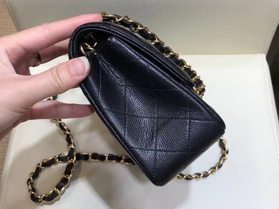 Chanel Classic Small Caviar Flap Bag in Black with Gold Hardware