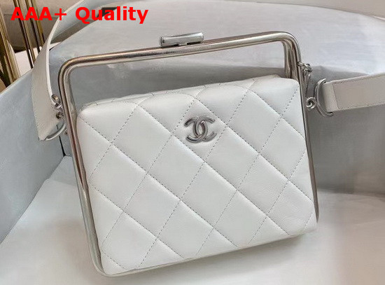 Chanel Clutch Lambskin and Silver Tone Metal White Ref AS1732 Replica
