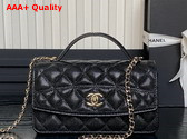 Chanel Clutch with Chain Black Grained Calfskin Gold Tone Metal AP4402 Replica