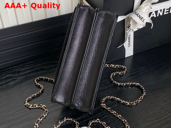 Chanel Clutch with Chain Black Grained Calfskin Gold Tone Metal AP4402 Replica