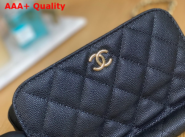 Chanel Clutch with Chain Black Grained Calfskin Gold Tone Metal Replica