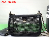 Chanel Clutch with Chain Black Mesh Shiny Lambskin Gold Tone Metal AP4572 Replica