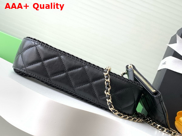 Chanel Clutch with Chain Black Mesh Shiny Lambskin Gold Tone Metal AP4572 Replica