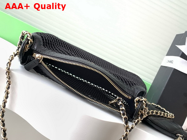 Chanel Clutch with Chain Black Mesh Shiny Lambskin Gold Tone Metal AP4572 Replica