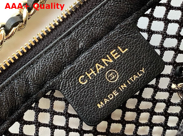 Chanel Clutch with Chain Black Mesh Shiny Lambskin Gold Tone Metal AP4572 Replica
