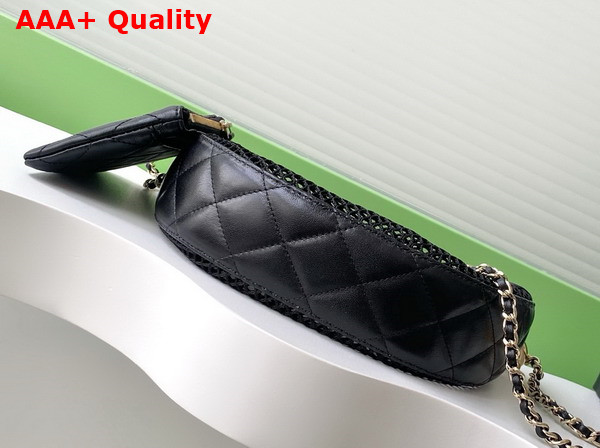 Chanel Clutch with Chain Black Mesh Shiny Lambskin Gold Tone Metal AP4573 Replica