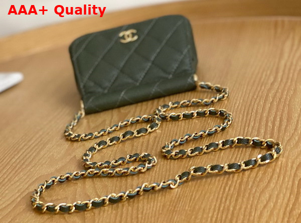 Chanel Clutch with Chain Grained Calfskin Gold Tone Metal Khaki Ref AP3004 Replica