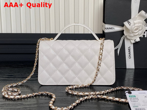 Chanel Clutch with Chain Grained Calfskin Gold Tone Metal White AP4402 Replica