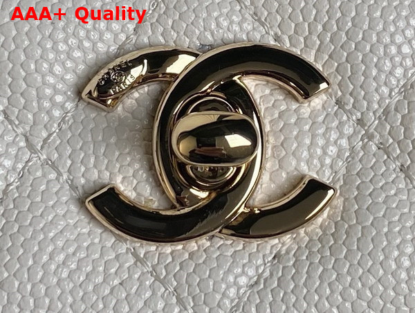 Chanel Clutch with Chain Grained Calfskin Gold Tone Metal White AP4402 Replica