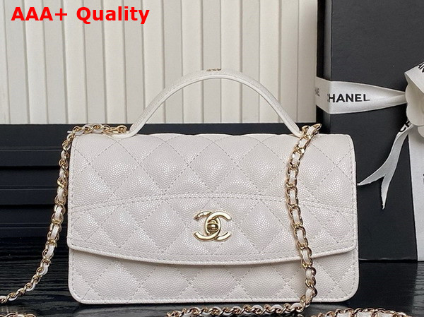 Chanel Clutch with Chain Grained Calfskin Gold Tone Metal White AP4402 Replica