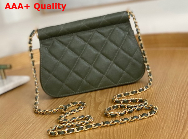 Chanel Clutch with Chain Khaki Grained Calfskin Gold Tone Metal Replica