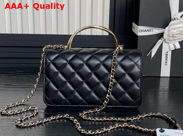 Chanel Clutch with Chain Lambskin Diamante and Gold Metal Black AP4293 Replica