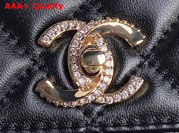 Chanel Clutch with Chain Lambskin Diamante and Gold Metal Black AP4293 Replica