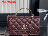 Chanel Clutch with Chain Lambskin Diamante and Gold Metal Burgundy AP4293 Replica