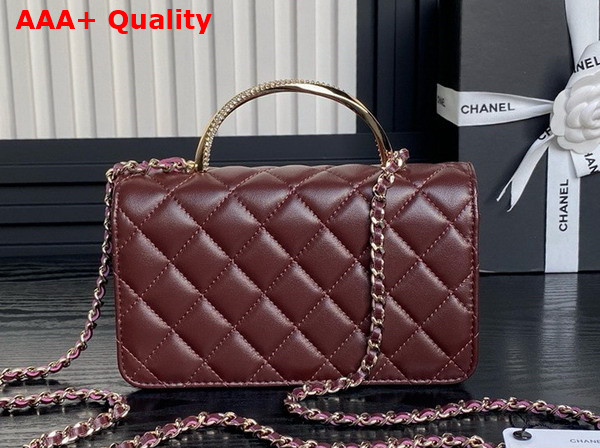Chanel Clutch with Chain Lambskin Diamante and Gold Metal Burgundy AP4293 Replica