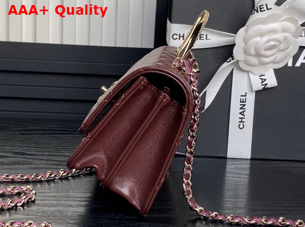 Chanel Clutch with Chain Lambskin Diamante and Gold Metal Burgundy AP4293 Replica