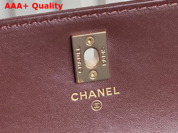Chanel Clutch with Chain Lambskin Diamante and Gold Metal Burgundy AP4293 Replica