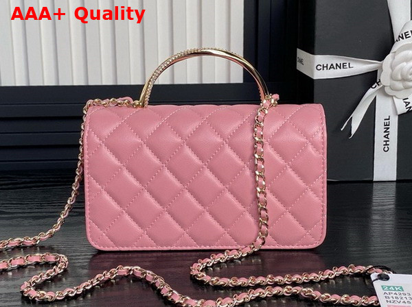 Chanel Clutch with Chain Lambskin Diamante and Gold Metal Light Pink AP4293 Replica