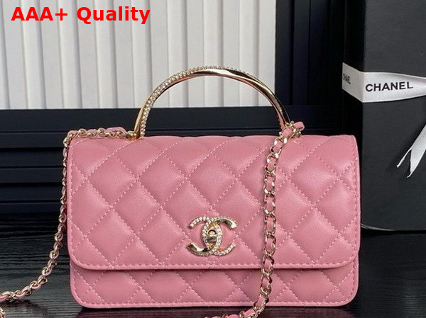 Chanel Clutch with Chain Lambskin Diamante and Gold Metal Light Pink AP4293 Replica