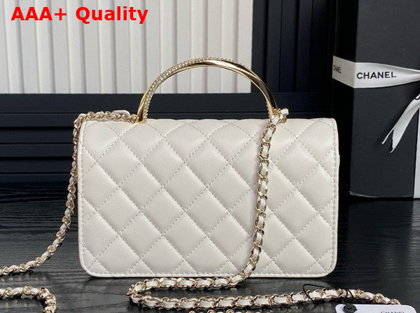Chanel Clutch with Chain Lambskin Diamante and Gold Metal White AP4293 Replica
