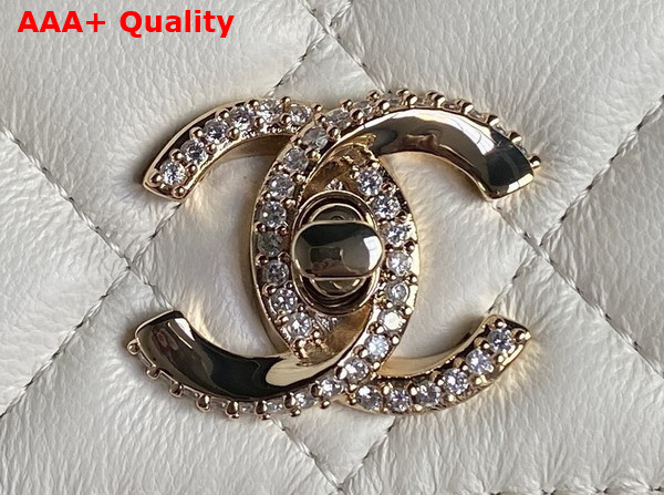 Chanel Clutch with Chain Lambskin Diamante and Gold Metal White AP4293 Replica