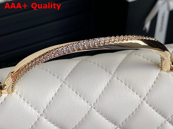 Chanel Clutch with Chain Lambskin Diamante and Gold Metal White AP4293 Replica