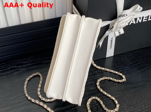 Chanel Clutch with Chain Lambskin Diamante and Gold Metal White AP4293 Replica