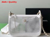Chanel Clutch with Chain White Mesh Shiny Lambskin Gold Tone Metal AP4572 Replica