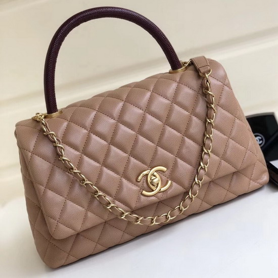 Chanel Coco Handle Bag in Tan Grained Calfskin