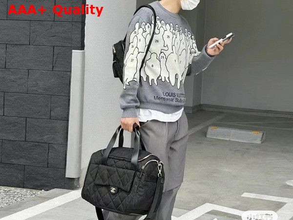 Chanel Coco Neige Neige Two in One Duffle Bag and Backpack in Black Logo Nylon Replica