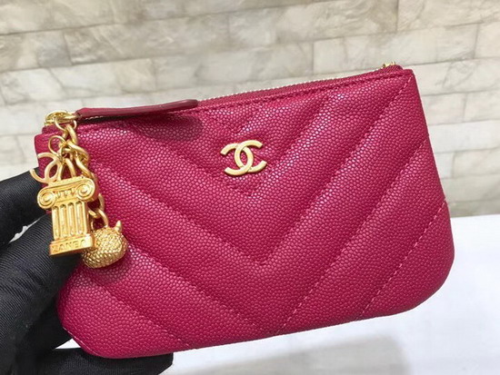Chanel Coin Purse in Red Grained Calfskin