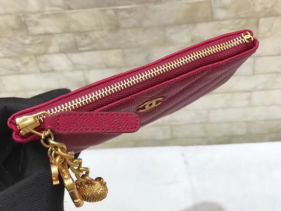 Chanel Coin Purse in Red Grained Calfskin