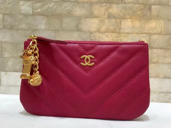 Chanel Coin Purse in Red Grained Calfskin