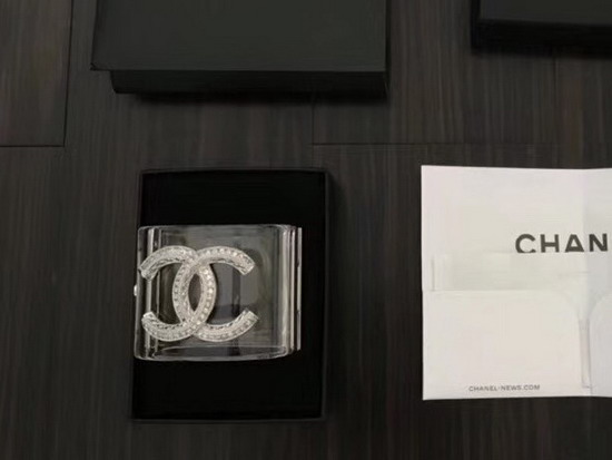 Chanel Cuff Bracelet Transparent Resin and Crystal CC