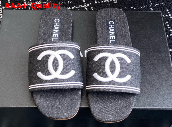Chanel Denim Mule in Black Replica