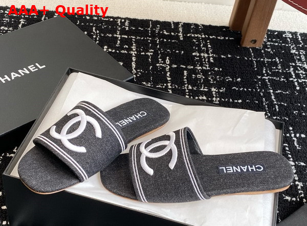 Chanel Denim Mule in Black Replica