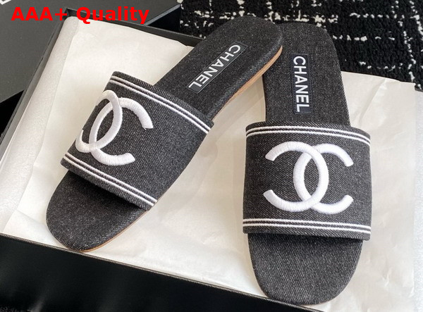 Chanel Denim Mule in Black Replica