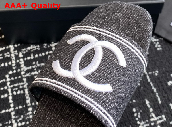 Chanel Denim Mule in Black Replica
