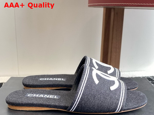 Chanel Denim Mule in Black Replica