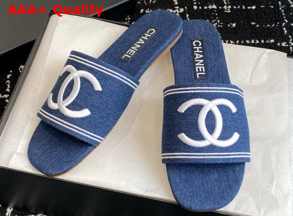 Chanel Denim Mule in Blue Replica