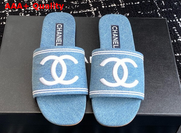 Chanel Denim Mule in Light Blue Replica