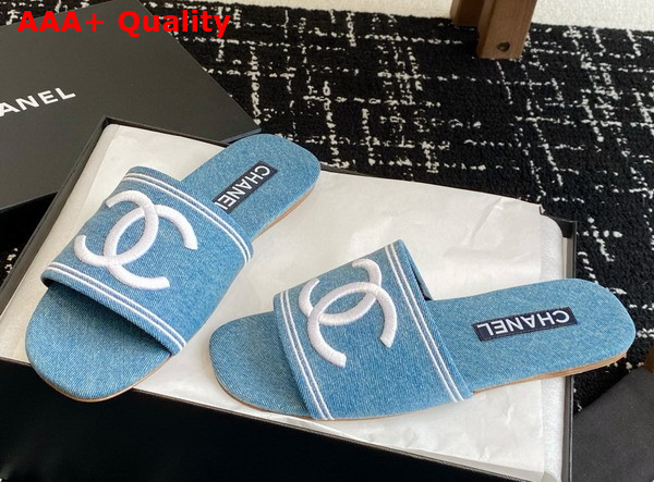 Chanel Denim Mule in Light Blue Replica